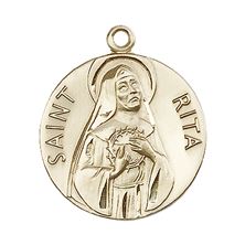 14KT GOLD ST RITA OF CASCIA MEDAL - 1" x 7/8"