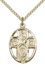 14KT GOLD FILLED 5-WAY - HOLY SPIRIT PENDANT WITH CHAIN - 3/4" x 1/2"