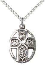 STERLING SILVER 5-WAY - HOLY SPIRIT PENDANT WITH CHAIN - 3/4" x 1/2"