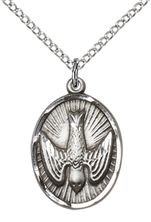 STERLING SILVER HOLY SPIRIT PENDANT WITH CHAIN - 3/4" x 1/2"