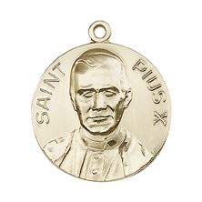 14KT GOLD POPE PIUS X MEDAL - 1" x 7/8"