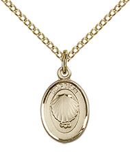 14KT GOLD FILLED BAPTISM PENDANT WITH CHAIN - 1/2" x 3/8"