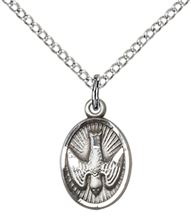STERLING SILVER HOLY SPIRIT PENDANT WITH CHAIN - 1/2" x 3/8"