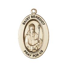 14KT GOLD ST BENEDICT MEDAL - 1" x 5/8"