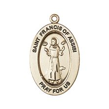 14KT GOLD ST FRANCIS OF ASSISI MEDAL - 1" x 5/8"