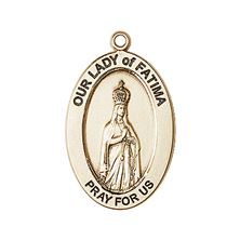 14KT GOLD O-L OF FATIMA MEDAL - 1" x 5/8"