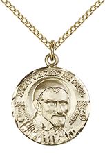 14KT GOLD FILLED ST VINCENT DE PAUL PENDANT WITH CHAIN - 3/4" x 5/8"