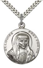 STERLING SILVER ST LOUISE PENDANT WITH CHAIN - 1" x 7/8"