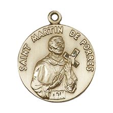 14KT GOLD ST MARTIN DE PORRES MEDAL - 1" x 7/8"