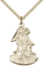 14KT GOLD FILLED GUARDIAN ANGEL PENDANT WITH CHAIN - 7/8" x 1/2"