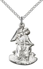 STERLING SILVER GUARDIAN ANGEL PENDANT WITH CHAIN - 7/8" x 1/2"