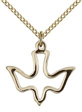 14KT GOLD FILLED HOLY SPIRIT PENDANT WITH CHAIN - 5/8" x 3/4"