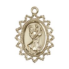 14KT GOLD ST CHRISTOPHER MEDAL - 1" x 3/4"