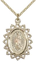 14KT GOLD FILLED OUR LADY OF GUADALUPE PENDANT WITH CHAIN
