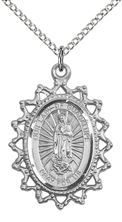 STERLING SILVER OUR LADY OF GUADALUPE PENDANT WITH CHAIN