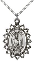 STERLING SILVER ST JUDE PENDANT WITH CHAIN - 1" x 3/4"