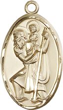 14KT GOLD ST CHRISTOPHER MEDAL - 1 3/8" x 3/4"