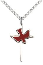STERLING SILVER CROSS HOLY SPIRIT PENDANT WITH CHAIN - 3/4" x 1/2"