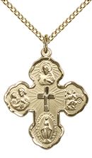 14KT GOLD FILLED 5-WAY PENDANT WITH CHAIN - 1" x 3/4"