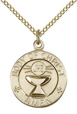 14KT GOLD FILLED BODY OF CHRIST PENDANT WITH CHAIN - 3/4" x 5/8"