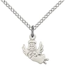 STERLING SILVER GUARDIAN ANGEL PENDANT WITH CHAIN - 3/8" x 3/8"