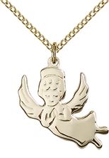 14KT GOLD FILLED ANGEL PENDANT WITH CHAIN - 3/4" x 3/4"