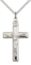 STERLING SILVER CRUCIFIX PENDANT WITH CHAIN - 1 1/8" x 5/8"