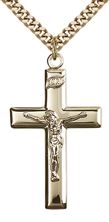 14KT GOLD FILLED CRUCIFIX PENDANT WITH CHAIN - 1 3/8" x 3/4"