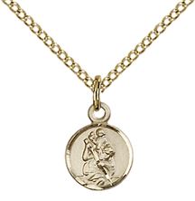 14KT GOLD FILLED ST CHRISTOPHER PENDANT WITH CHAIN - 3/8" x 1/4"