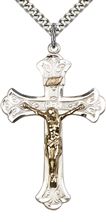 GF-SS CRUCIFIX PENDANT WITH CHAIN - 1 3/4" x 1 1/8"