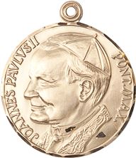 14KT GOLD ST JOHN PAUL II MEDAL - 1 1/4" x 1 1/8"