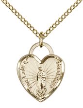 14KT GOLD FILLED OUR LADY OF GUADALUPE HEART PENDANT WITH CHAIN