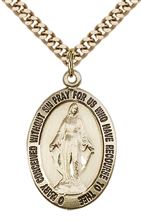14KT GOLD FILLED MIRACULOUS PENDANT WITH CHAIN - 1" x 5/8"