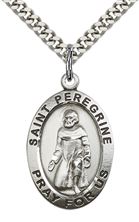 STERLING SILVER ST PEREGRINE PENDANT WITH CHAIN - 1" x 5/8"