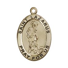 14KT GOLD ST LAZARUS MEDAL - 1" x 5/8"