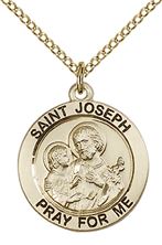 14KT GOLD FILLED ST JOSEPH PENDANT WITH CHAIN - 3/4" x 3/4"