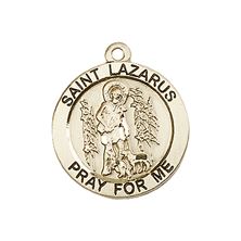 14KT GOLD ST LAZARUS MEDAL - 3/4" x 3/4"