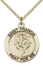 GOLD FILLED ST FRANCIS PENDANT WITH CHAIN - 3/4" x 3/4"