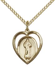 14KT GOLD FILLED DIVINE MERCY PENDANT WITH CHAIN - 5/8" x 1/2"