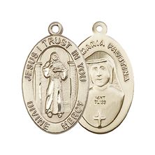 14KT GOLD DIVINE MERCY MEDAL - 7/8" x 1/2"