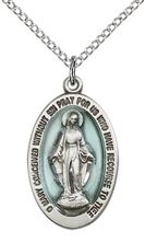 STERLING SILVER MIRACULOUS PENDANT WITH CHAIN - 7/8" x 1/2"