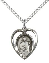 STERLING SILVER ST JUDE PENDANT WITH CHAIN - 5/8" x 1/2"