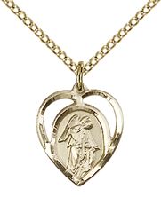 14KT GOLD FILLED GUARDIAN ANGEL PENDANT WITH CHAIN - 5/8" x 1/2"