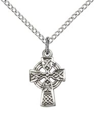 STERLING SILVER CELTIC CROSS PENDANT WITH CHAIN - 1/2" x 3/8"