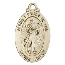 14KT GOLD FILLED DIVINE MERCY MEDAL - 1 1/8" x 5/8"