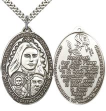 STERLING SILVER ST THERESE OF THE CHILD OF JESUS PENDANT WITH CHAIN - 1 3/8" x 1"