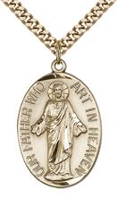 14KT GOLD FILLED OUR FATHER PENDANT WITH CHAIN - 1 1/8" x 3/4"