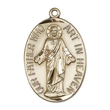 14KT GOLD OUR FATHER MEDAL - 1 1/8" x 3/4"