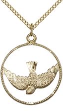14KT GOLD FILLED HOLY SPIRIT PENDANT WITH CHAIN - 1" x 7/8"