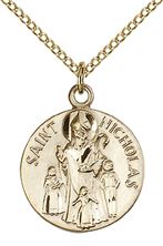14KT GOLD FILLED ST NICHOLAS PENDANT WITH CHAIN - 3/4" x 5/8"